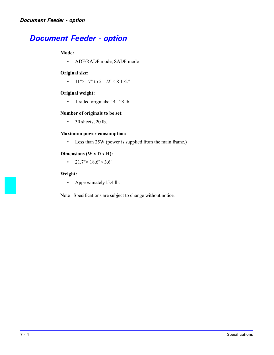 Document feeder - option, Document feeder - option -4 | Lanier 5518 User Manual | Page 78 / 97