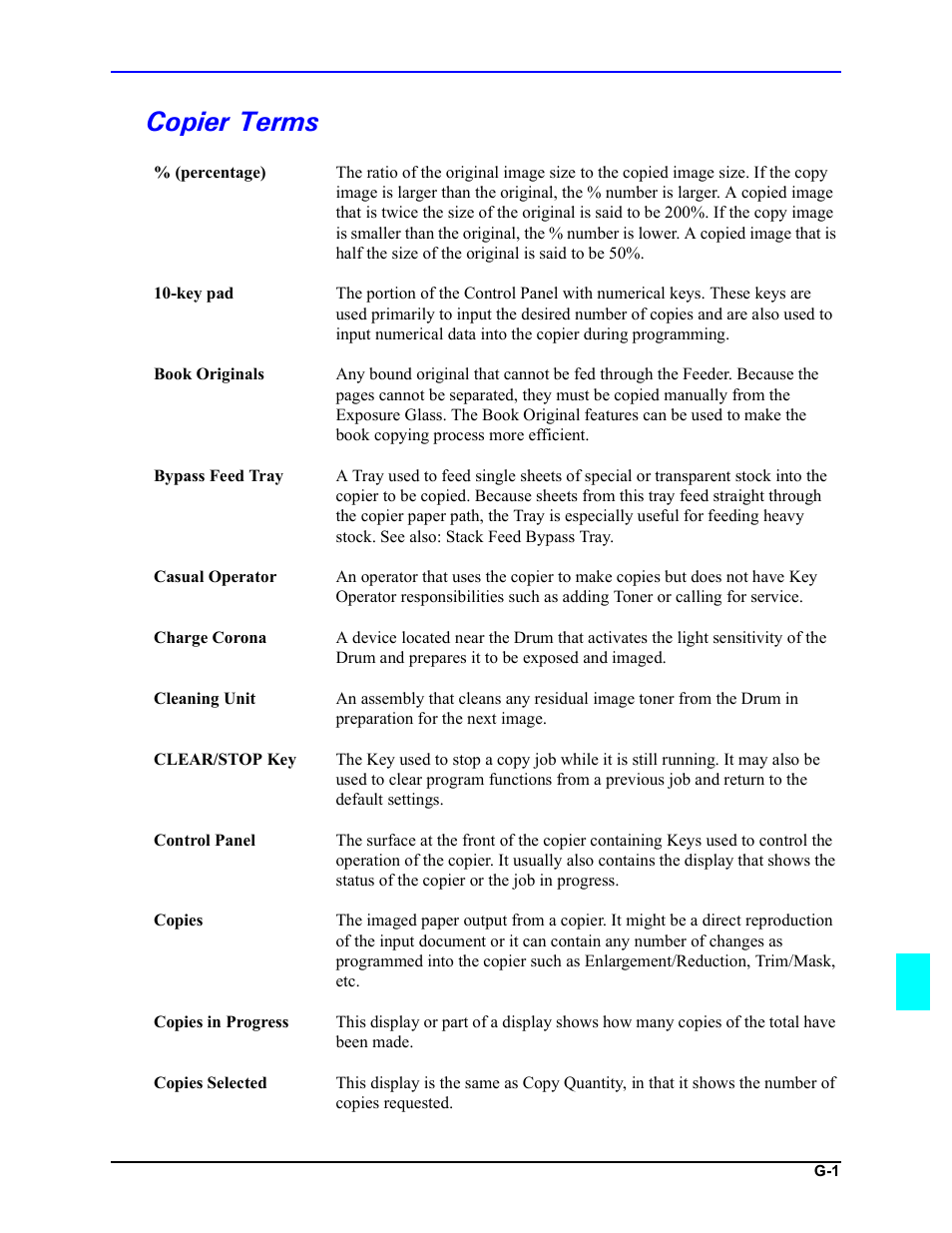 Copier terms | Lanier 5518 User Manual | Page 87 / 97