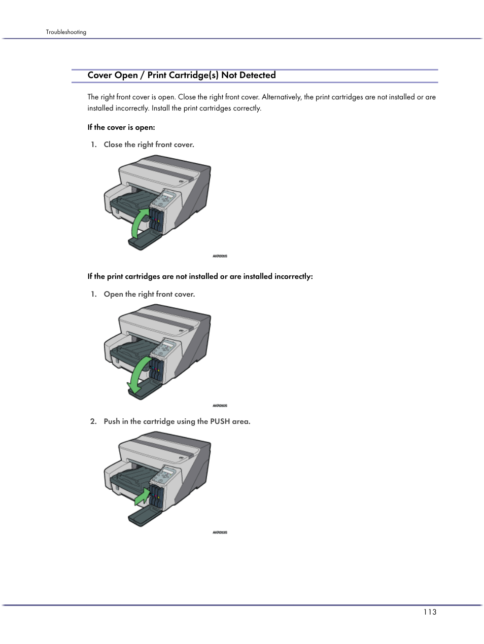 Cover open / print cartridge(s) not detected | Lanier GX3050 User Manual | Page 116 / 265