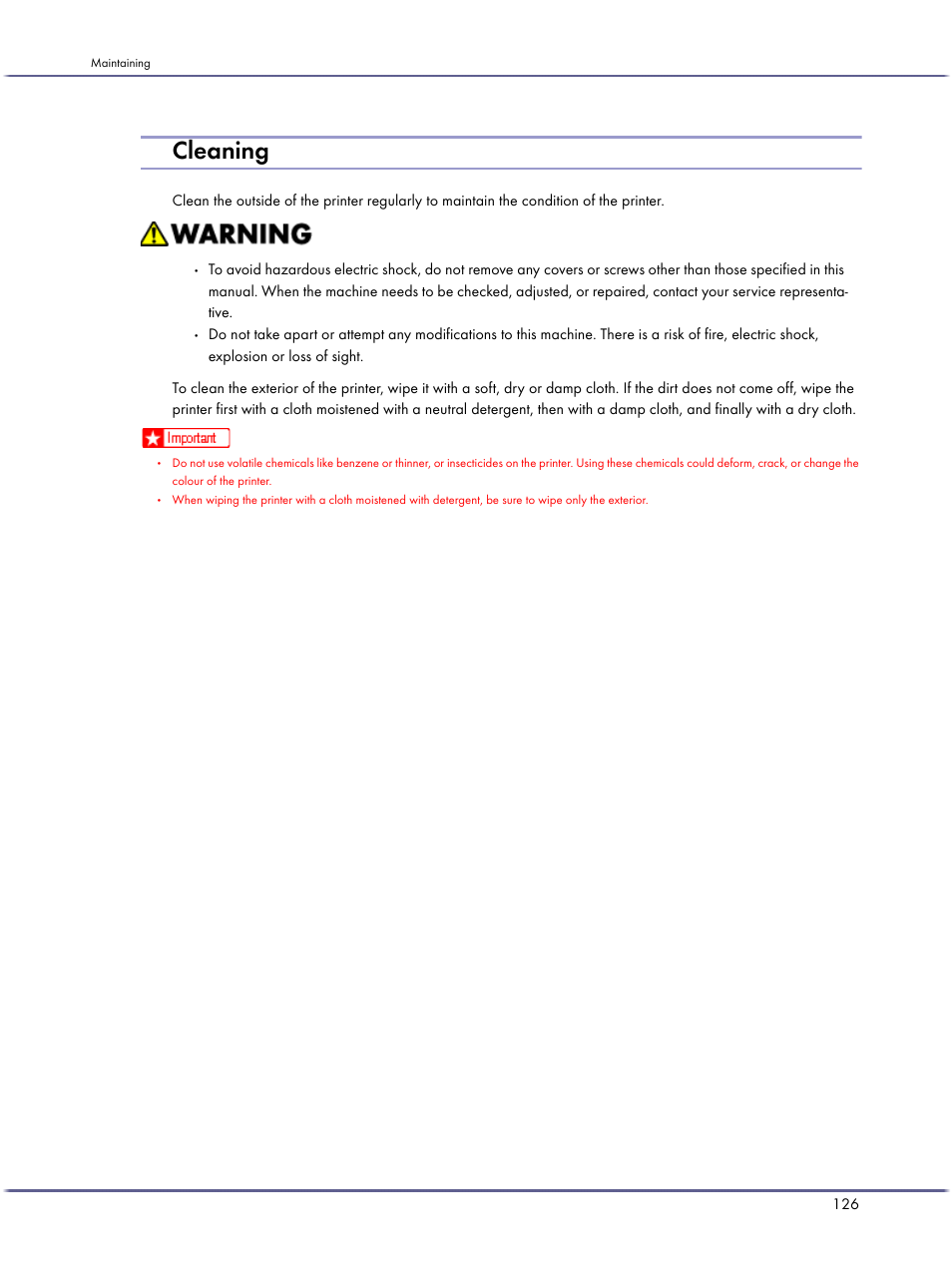 Cleaning | Lanier GX3050 User Manual | Page 129 / 265
