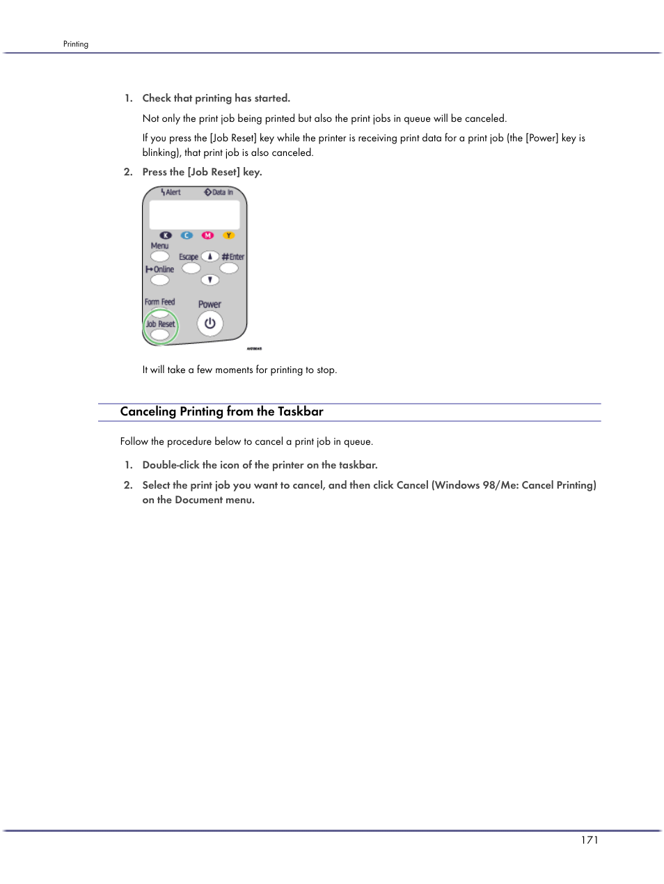 Canceling printing from the taskbar | Lanier GX3050 User Manual | Page 174 / 265