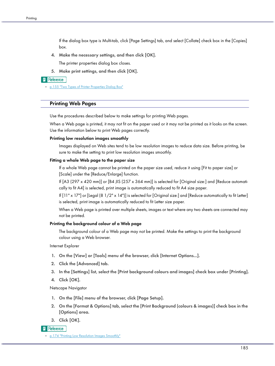 Printing web pages | Lanier GX3050 User Manual | Page 188 / 265