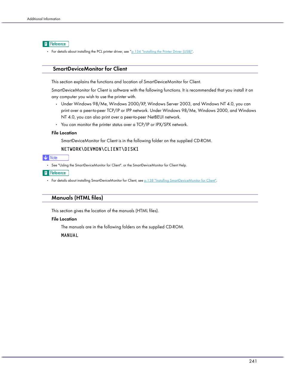 Smartdevicemonitor for client, Manuals (html files) | Lanier GX3050 User Manual | Page 244 / 265