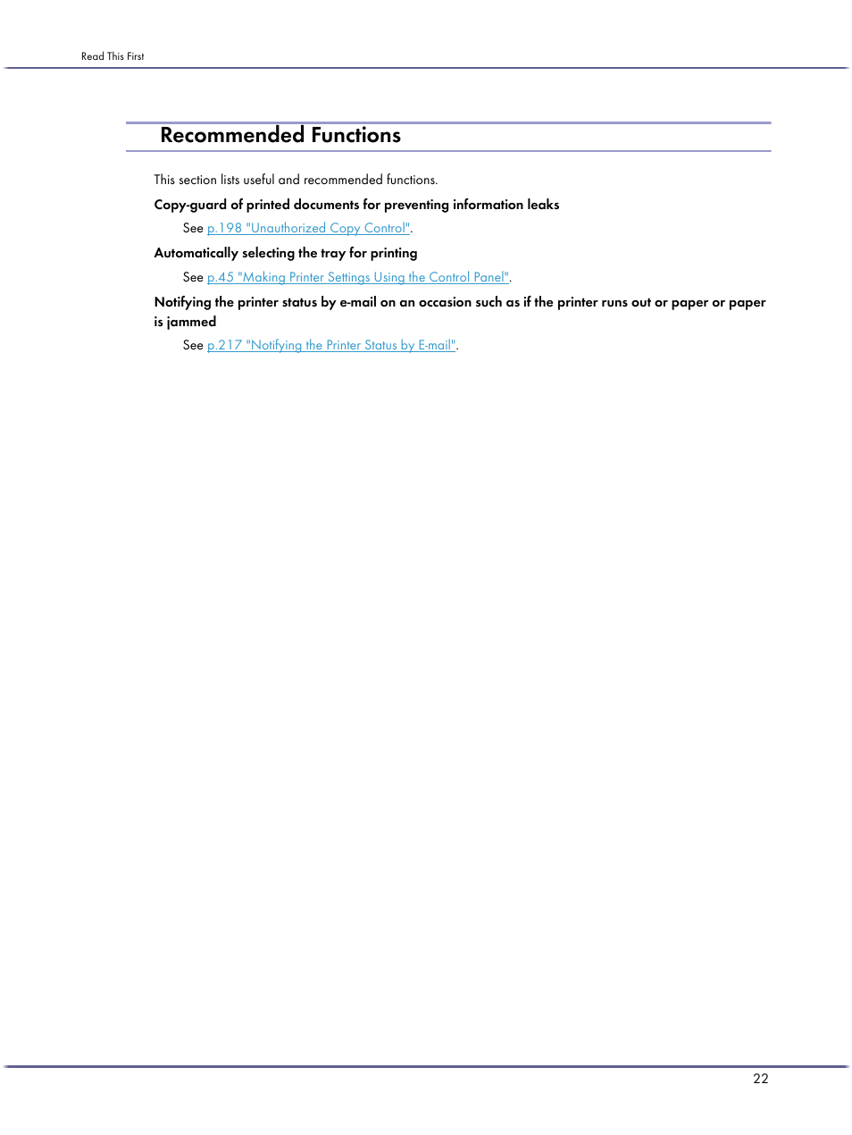 Recommended functions | Lanier GX3050 User Manual | Page 25 / 265