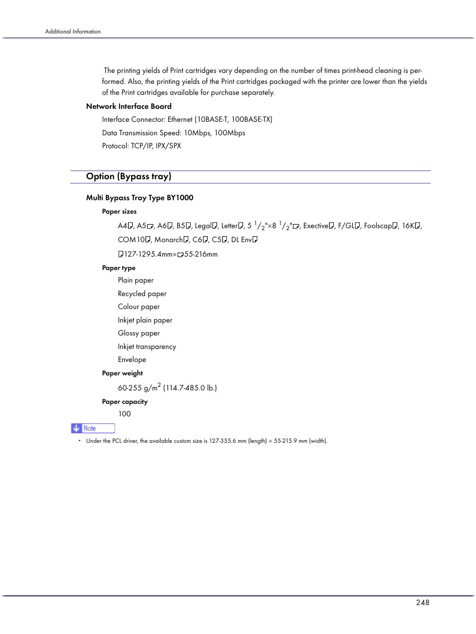 Option (bypass tray) | Lanier GX3050 User Manual | Page 251 / 265