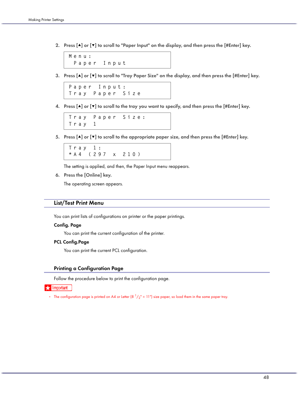 List/test print menu | Lanier GX3050 User Manual | Page 51 / 265