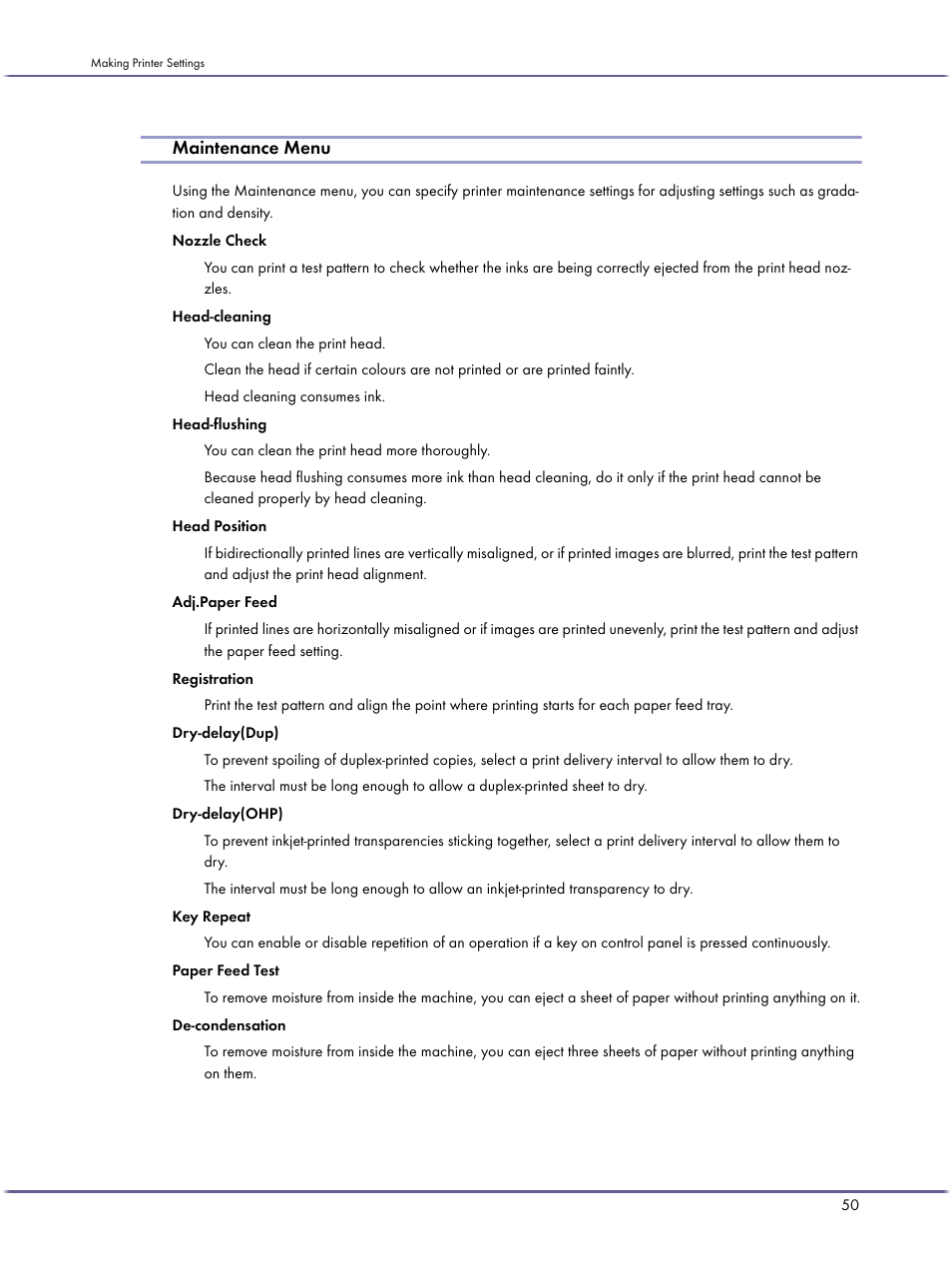 Maintenance menu | Lanier GX3050 User Manual | Page 53 / 265