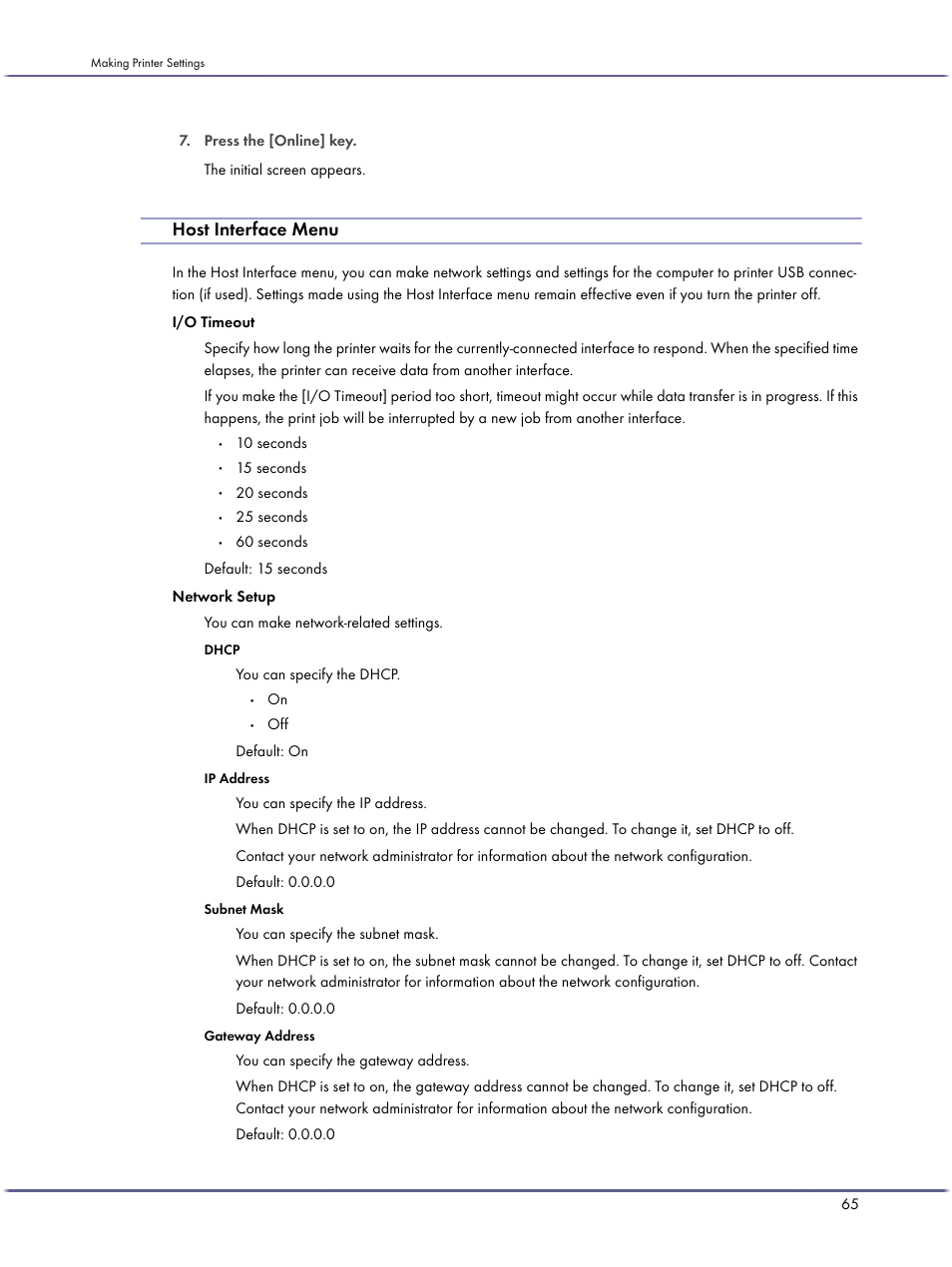 Host interface menu | Lanier GX3050 User Manual | Page 68 / 265