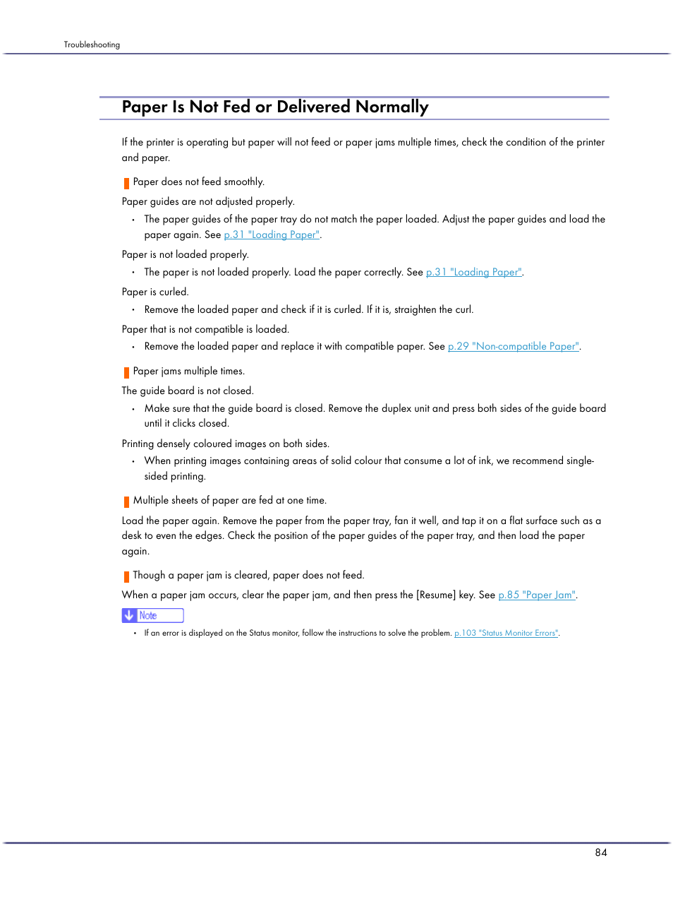 Paper is not fed or delivered normally | Lanier GX3050 User Manual | Page 87 / 265