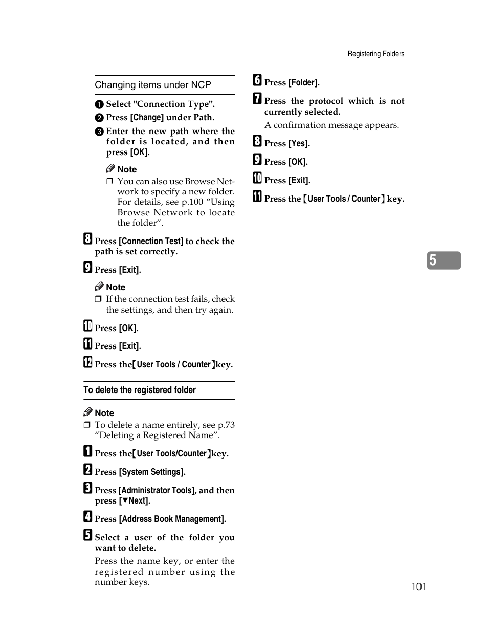 To delete the registered folder | Lanier LD230 User Manual | Page 113 / 182