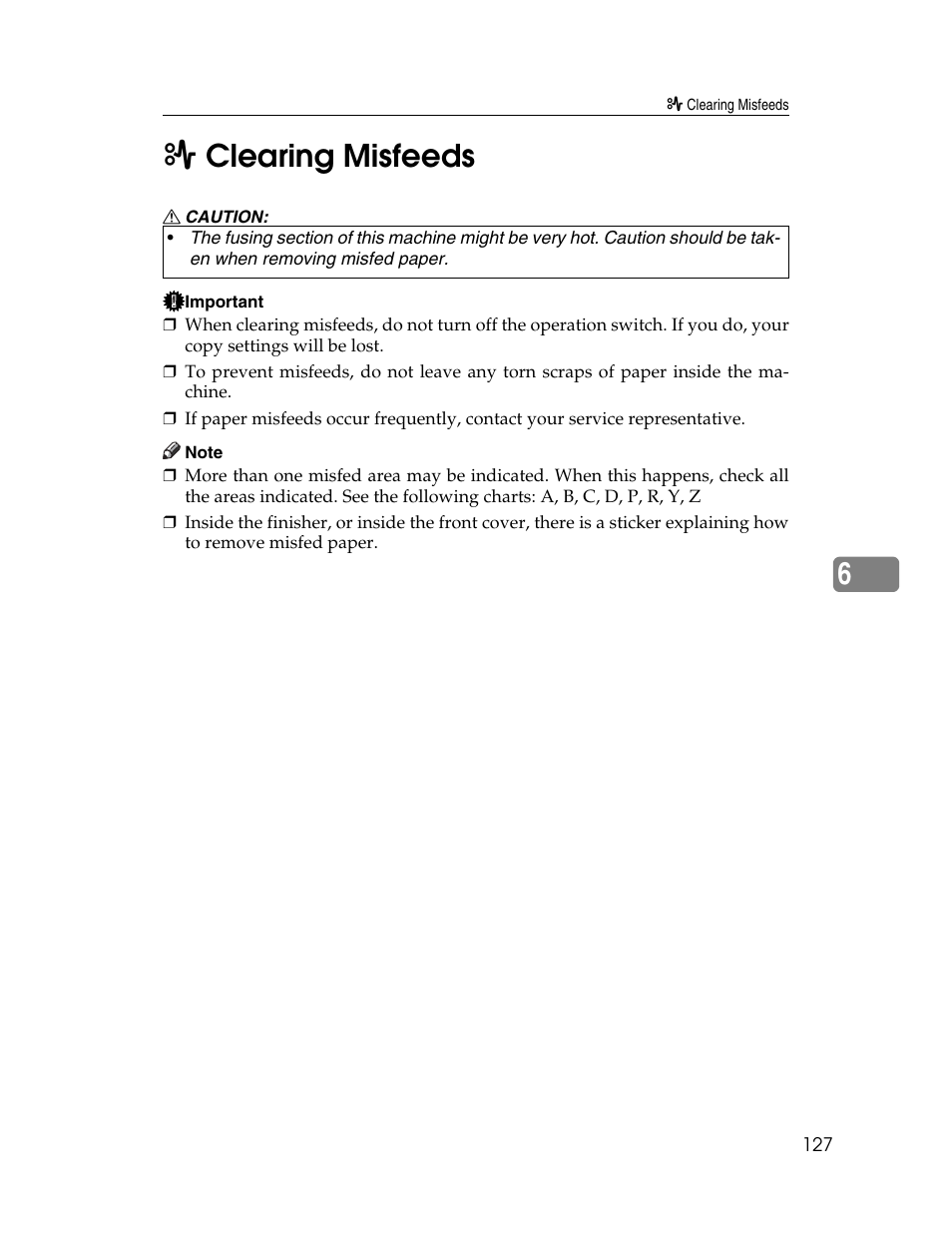 Clearing misfeeds, X clearing misfeeds, Dicator. see p.127 “x | Cover. see p.127 “x clearing misfeeds, 6x clearing misfeeds | Lanier LD230 User Manual | Page 139 / 182