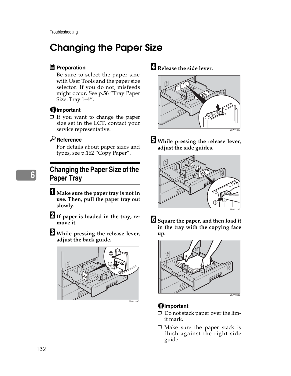 Changing the paper size, Changing the paper size of the paper tray, See p.132 “changing the paper size | 6changing the paper size | Lanier LD230 User Manual | Page 144 / 182
