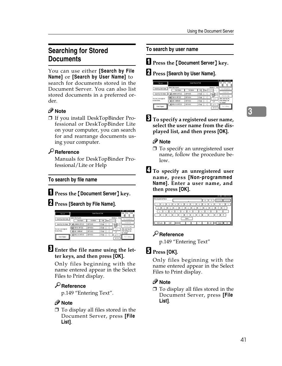 Searching for stored documents, To search by file name, To search by user name | Lanier LD230 User Manual | Page 53 / 182