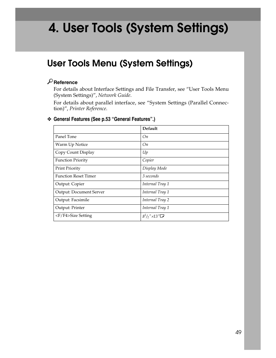 User tools (system settings), User tools menu (system settings) | Lanier LD230 User Manual | Page 61 / 182