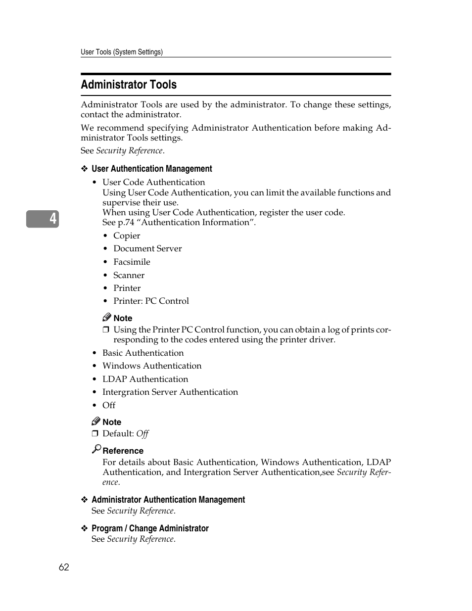 Administrator tools | Lanier LD230 User Manual | Page 74 / 182