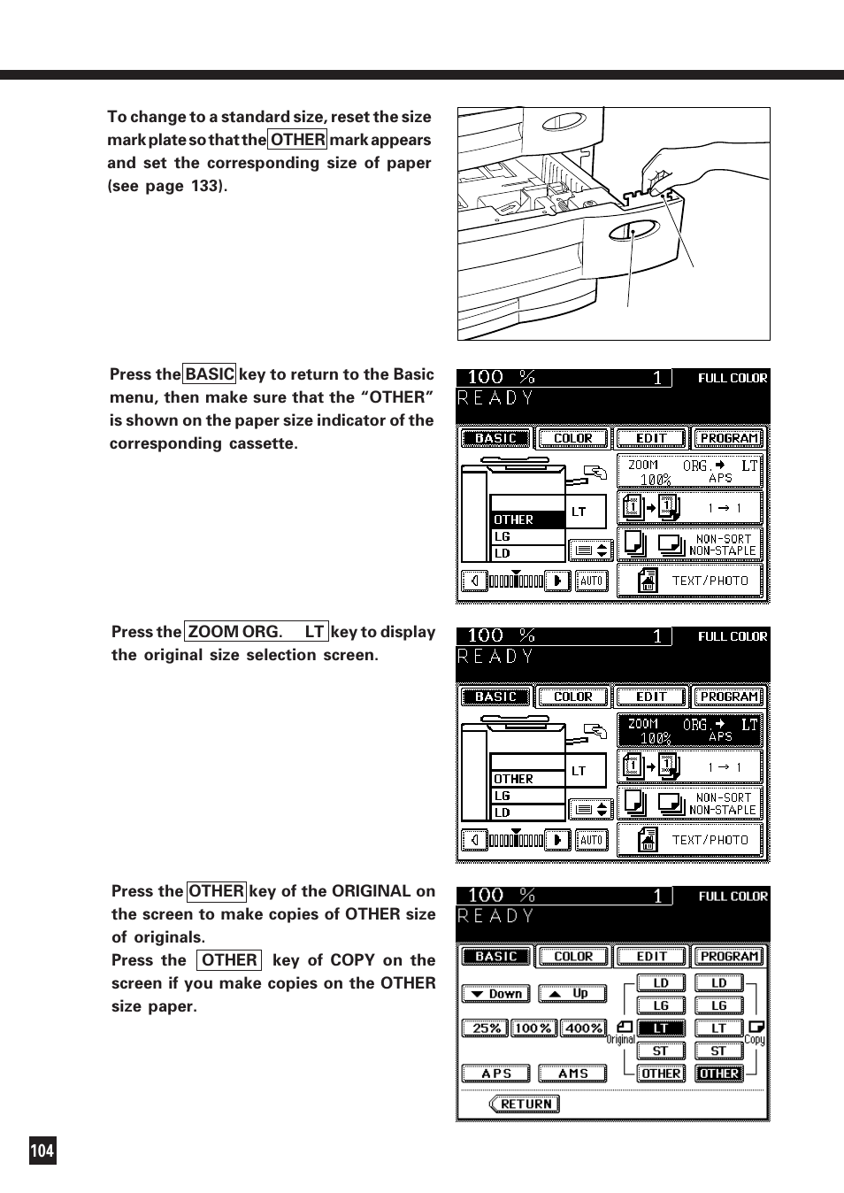 Copying using paper of other sizes (cont.) | Lanier DIGITAL COLOR PRINTER/COPIER 5722 User Manual | Page 107 / 173