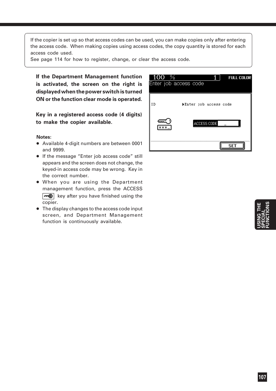 Access codes (id numbers) | Lanier DIGITAL COLOR PRINTER/COPIER 5722 User Manual | Page 112 / 173