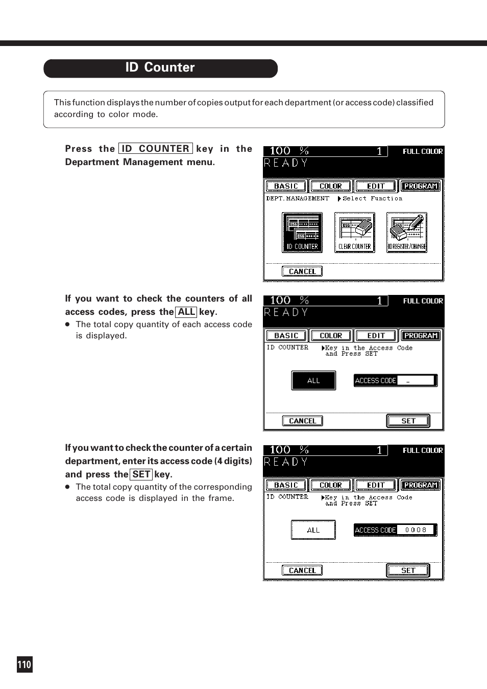 Department management (cont.) | Lanier DIGITAL COLOR PRINTER/COPIER 5722 User Manual | Page 115 / 173