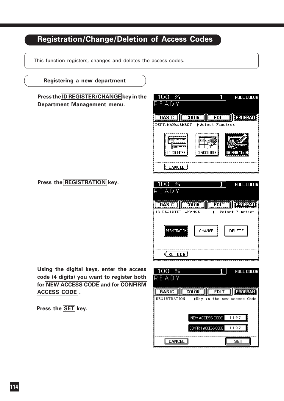 Department management (cont.) | Lanier DIGITAL COLOR PRINTER/COPIER 5722 User Manual | Page 119 / 173