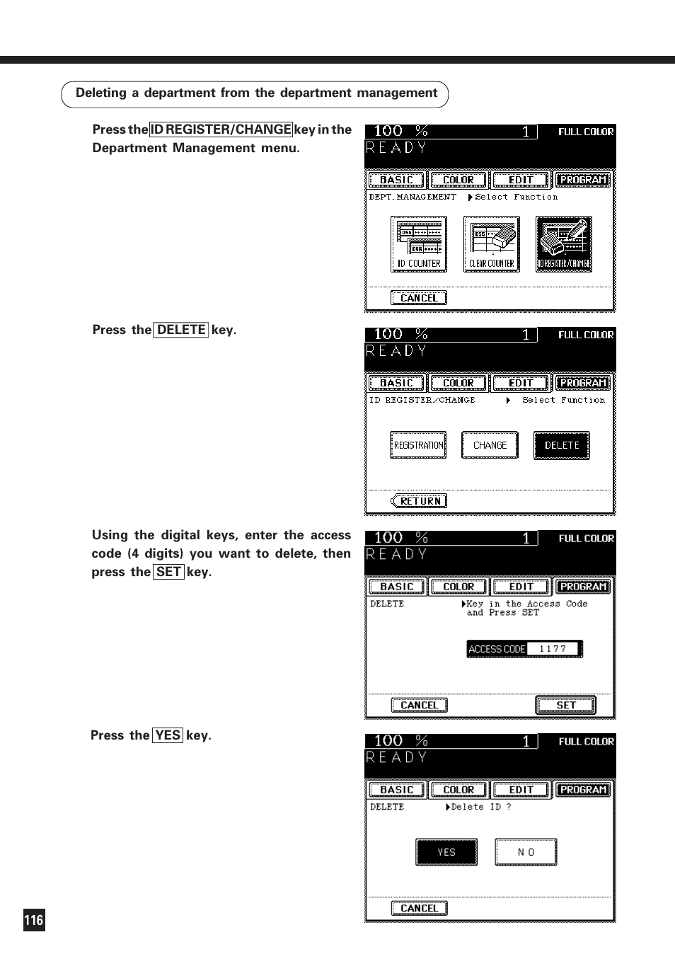 Department management (cont.) | Lanier DIGITAL COLOR PRINTER/COPIER 5722 User Manual | Page 121 / 173