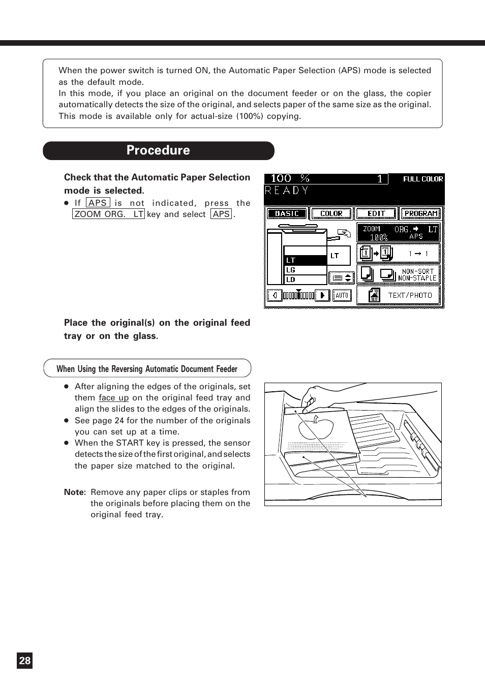 Copying in the automatic paper selection mode | Lanier DIGITAL COLOR PRINTER/COPIER 5722 User Manual | Page 31 / 173