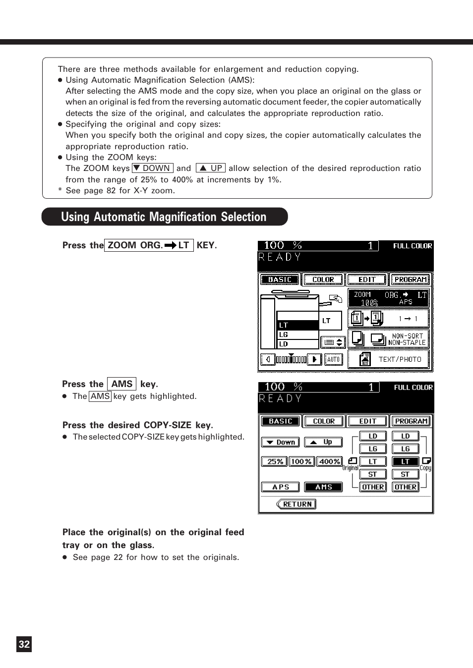 Reduction and enlargement copying | Lanier DIGITAL COLOR PRINTER/COPIER 5722 User Manual | Page 35 / 173