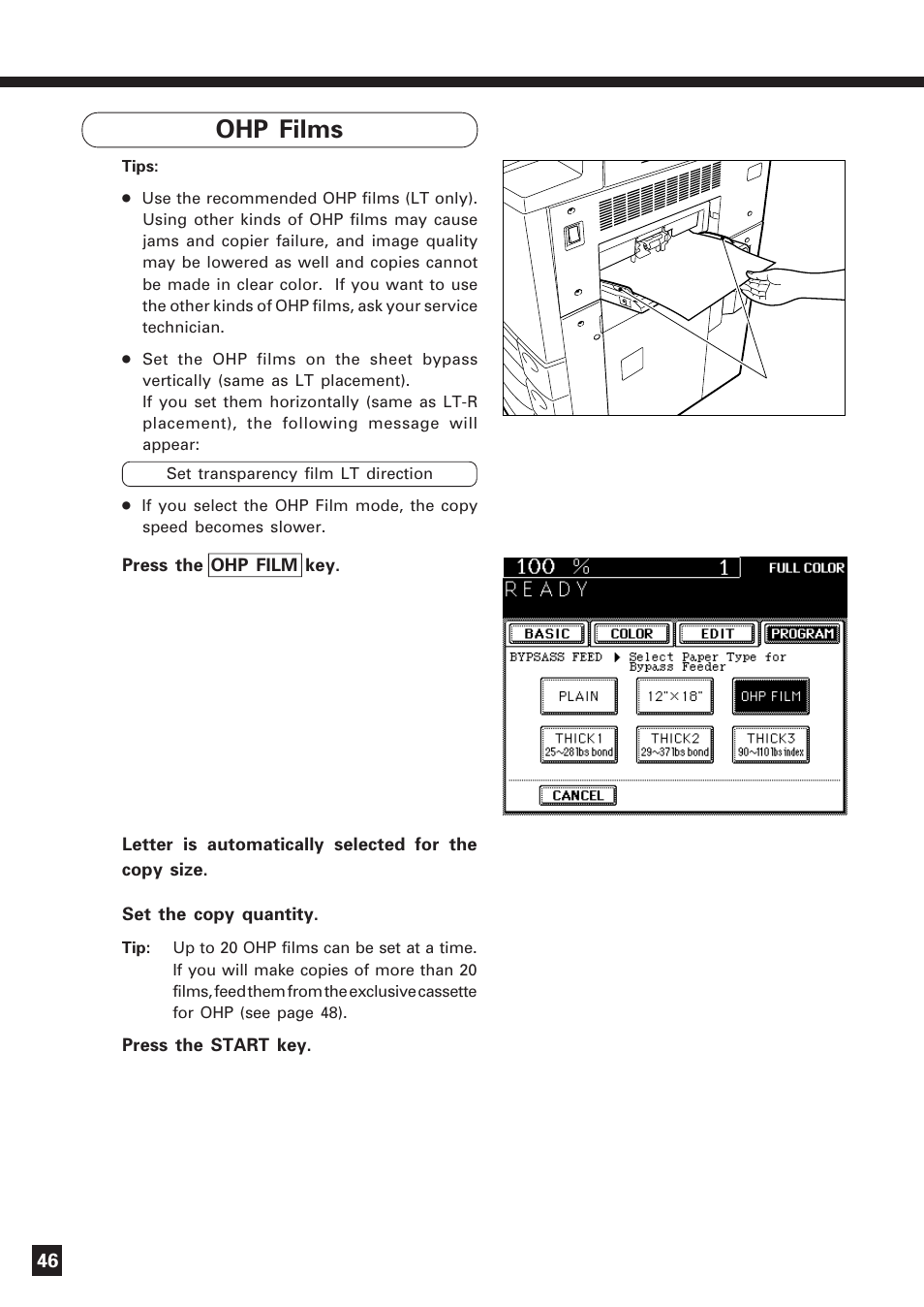 Bypass copying (thick paper/ohp film) (cont.) | Lanier DIGITAL COLOR PRINTER/COPIER 5722 User Manual | Page 49 / 173