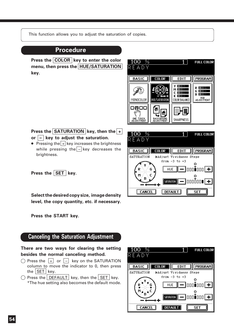 Saturation | Lanier DIGITAL COLOR PRINTER/COPIER 5722 User Manual | Page 57 / 173