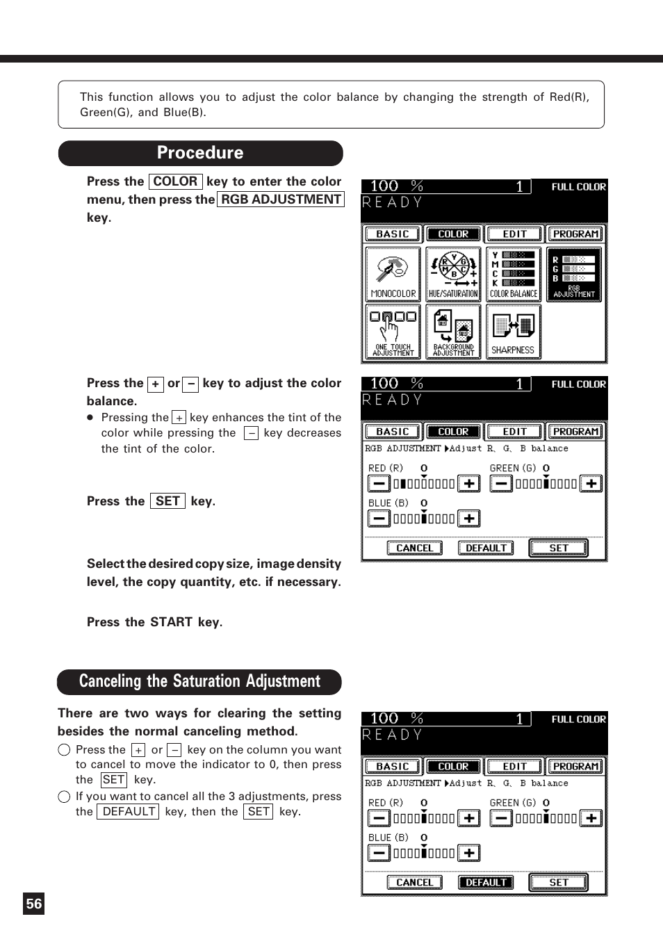 Rgb adjustment | Lanier DIGITAL COLOR PRINTER/COPIER 5722 User Manual | Page 59 / 173