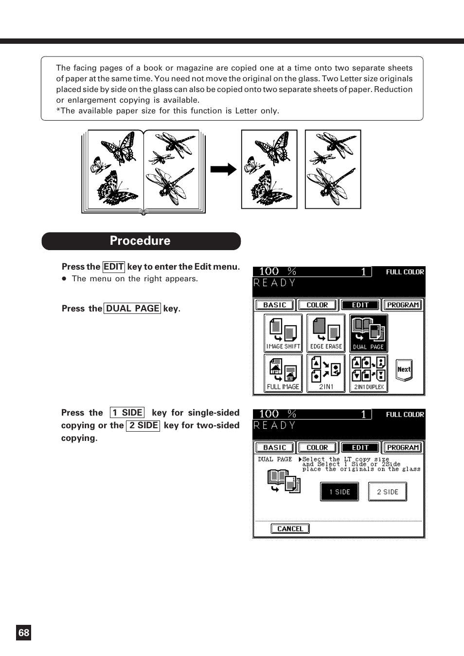 Dual-page copying | Lanier DIGITAL COLOR PRINTER/COPIER 5722 User Manual | Page 71 / 173
