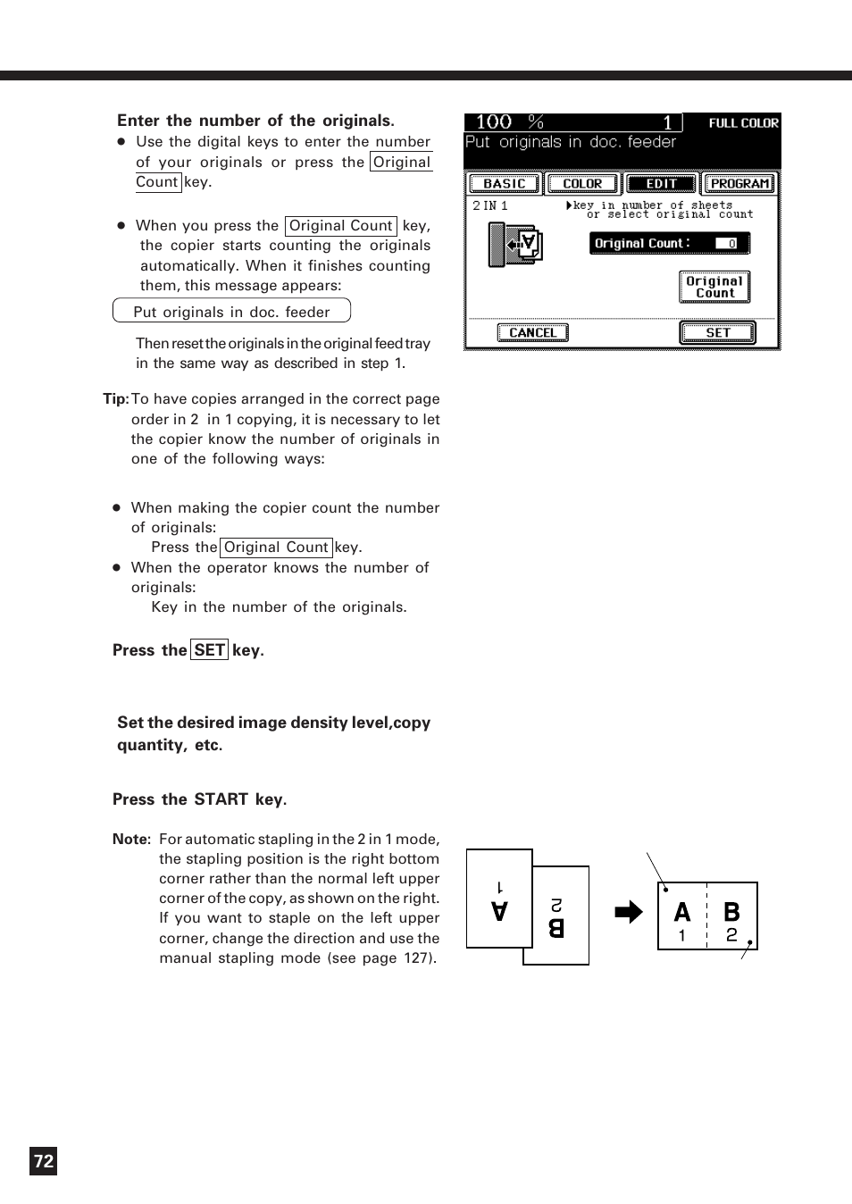 2 in 1 mode copying (cont.) | Lanier DIGITAL COLOR PRINTER/COPIER 5722 User Manual | Page 75 / 173