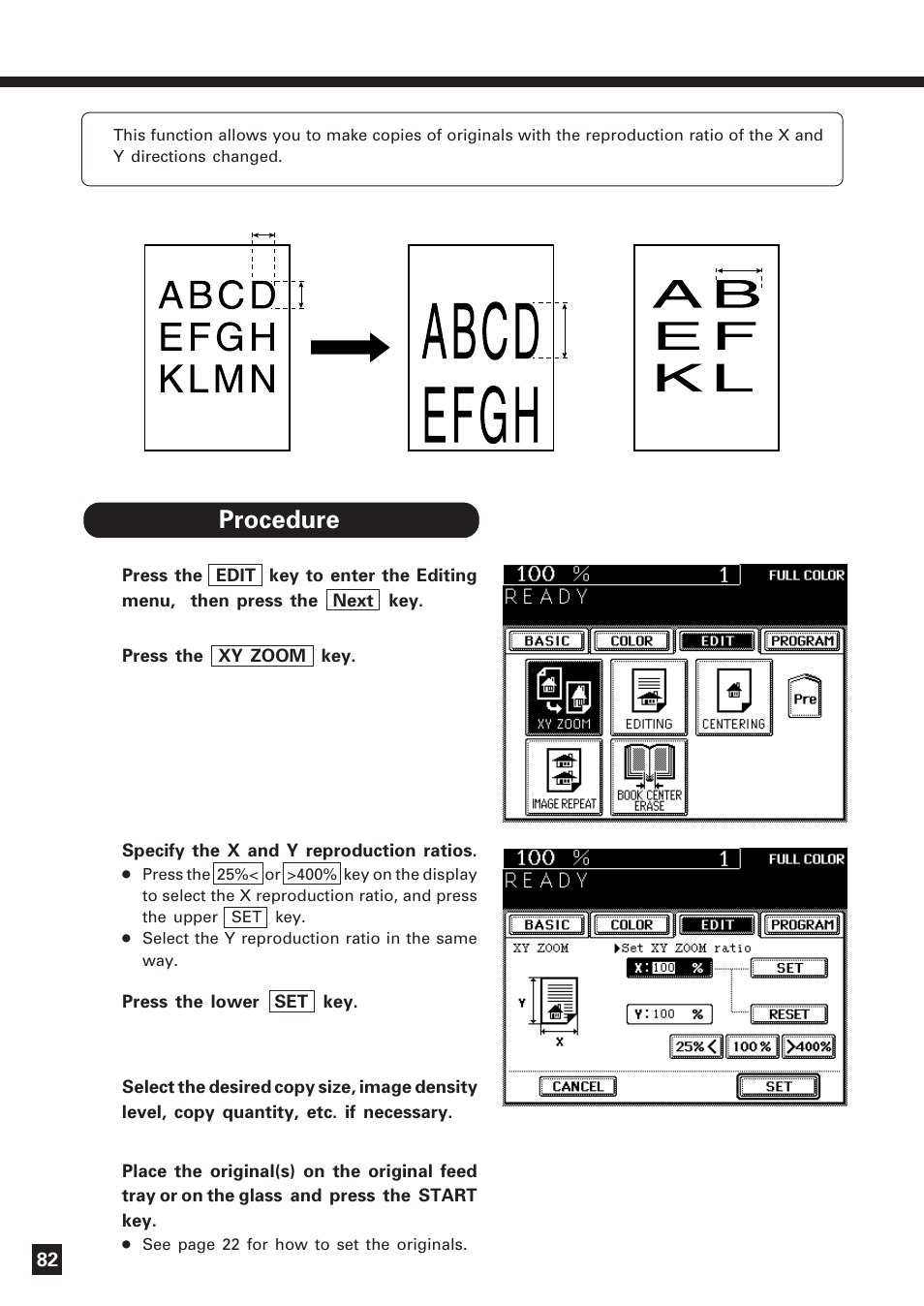 X-y zoom | Lanier DIGITAL COLOR PRINTER/COPIER 5722 User Manual | Page 85 / 173