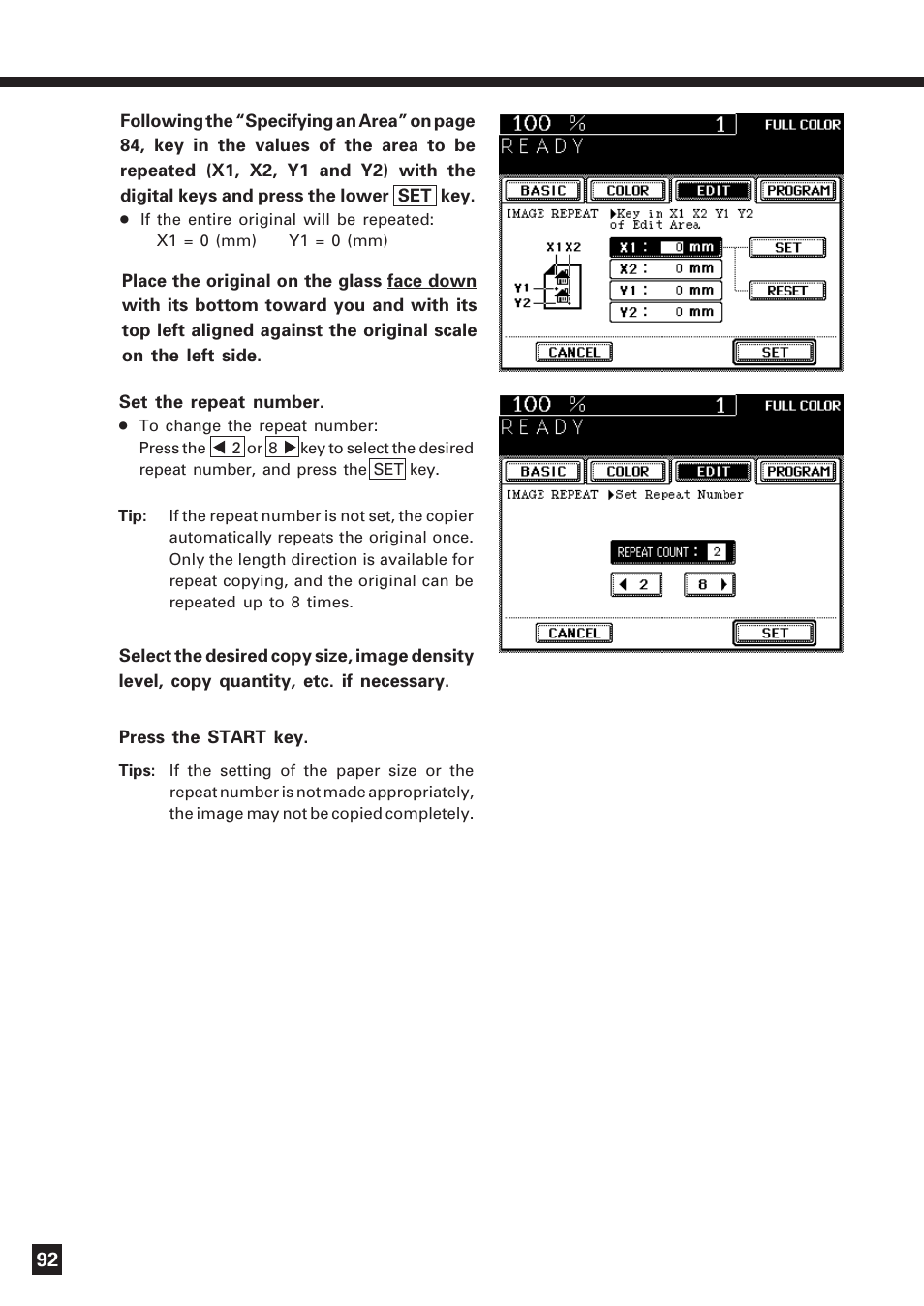 Image repeat (cont.) | Lanier DIGITAL COLOR PRINTER/COPIER 5722 User Manual | Page 95 / 173