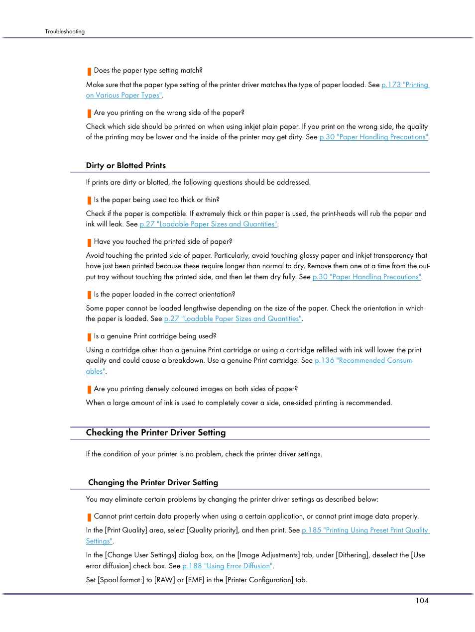 Checking the printer driver setting, Dirty or blotted prints, Changing the printer driver setting | Lanier GX5050 User Manual | Page 107 / 279