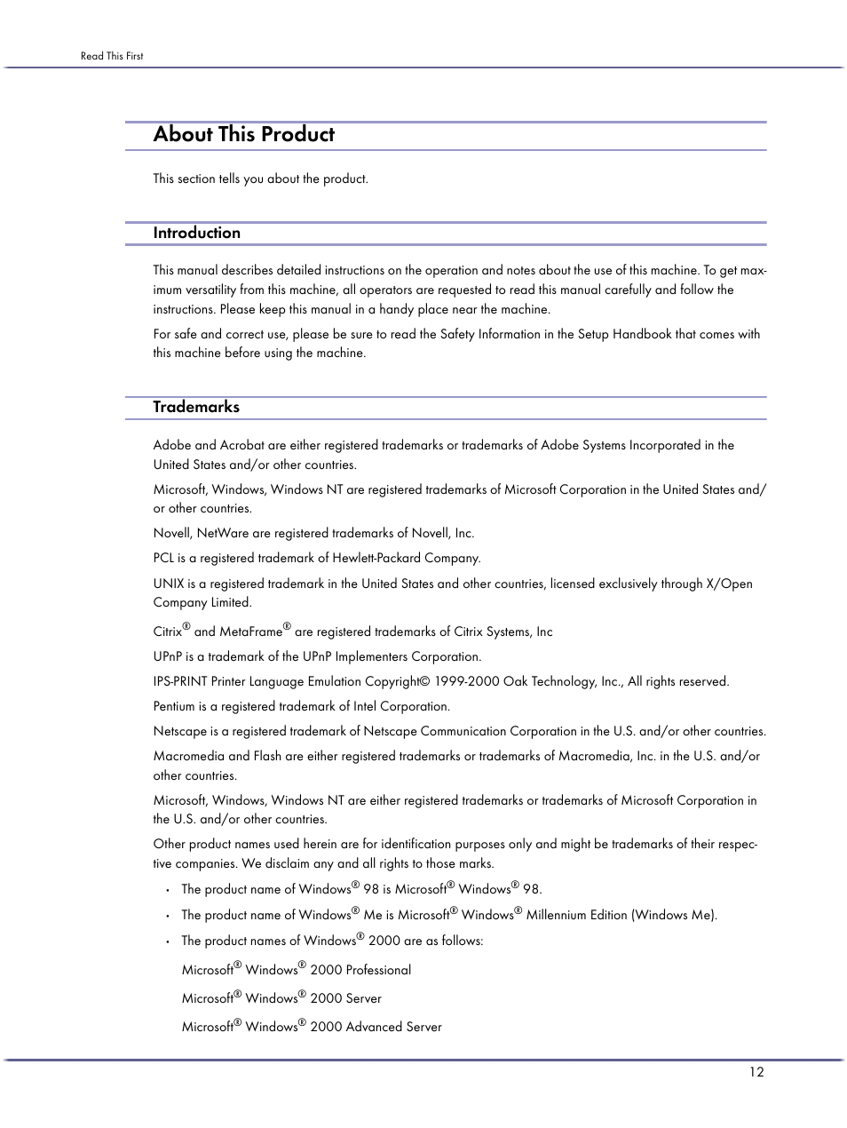 About this product, Introduction, Trademarks | Lanier GX5050 User Manual | Page 15 / 279