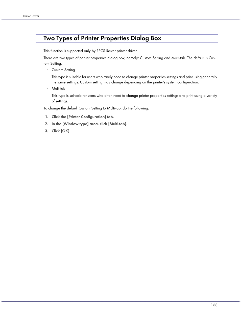 Two types of printer properties dialog box, P.168 "two types of printer properties dialog box | Lanier GX5050 User Manual | Page 171 / 279