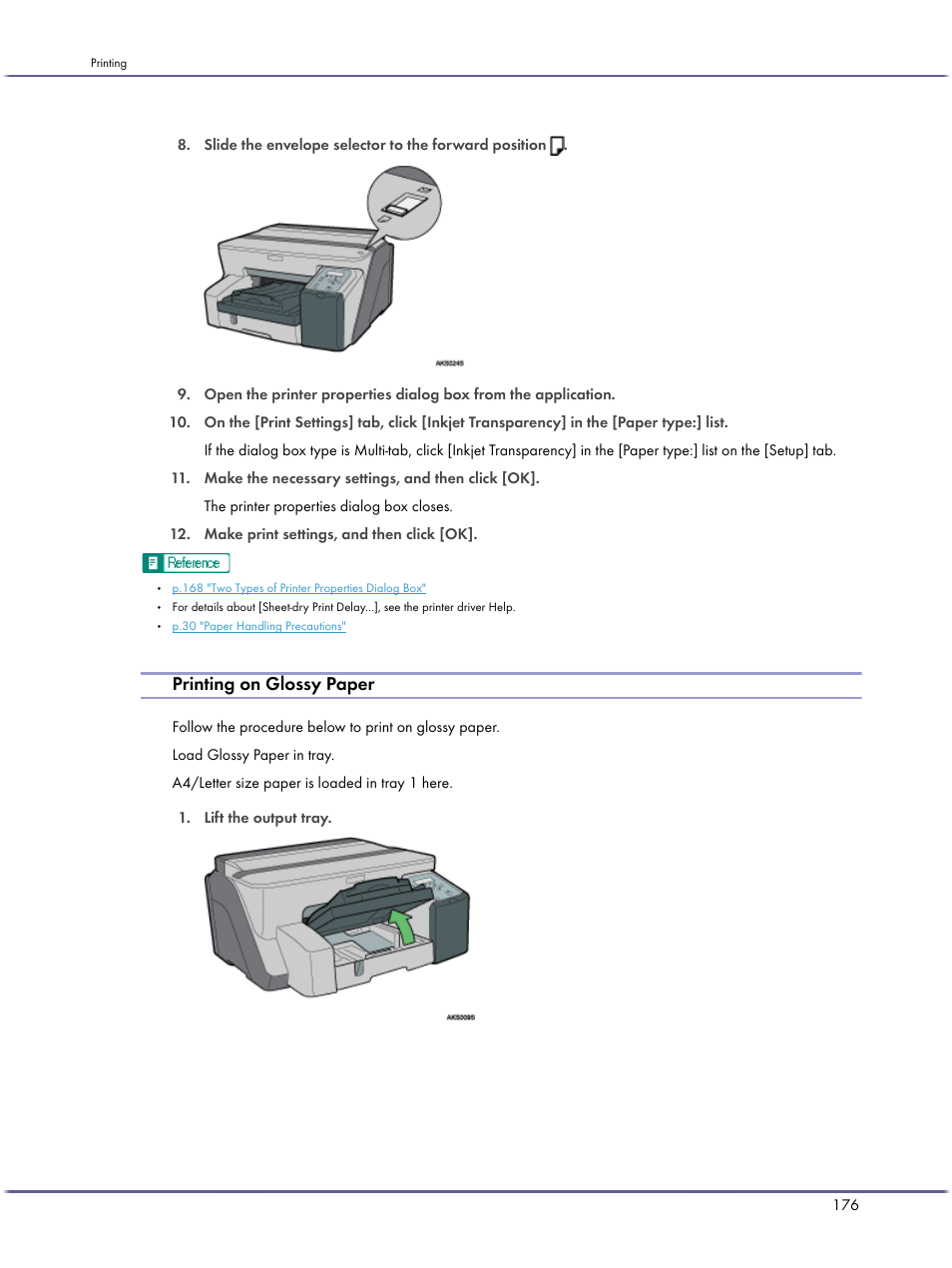 Printing on glossy paper | Lanier GX5050 User Manual | Page 179 / 279