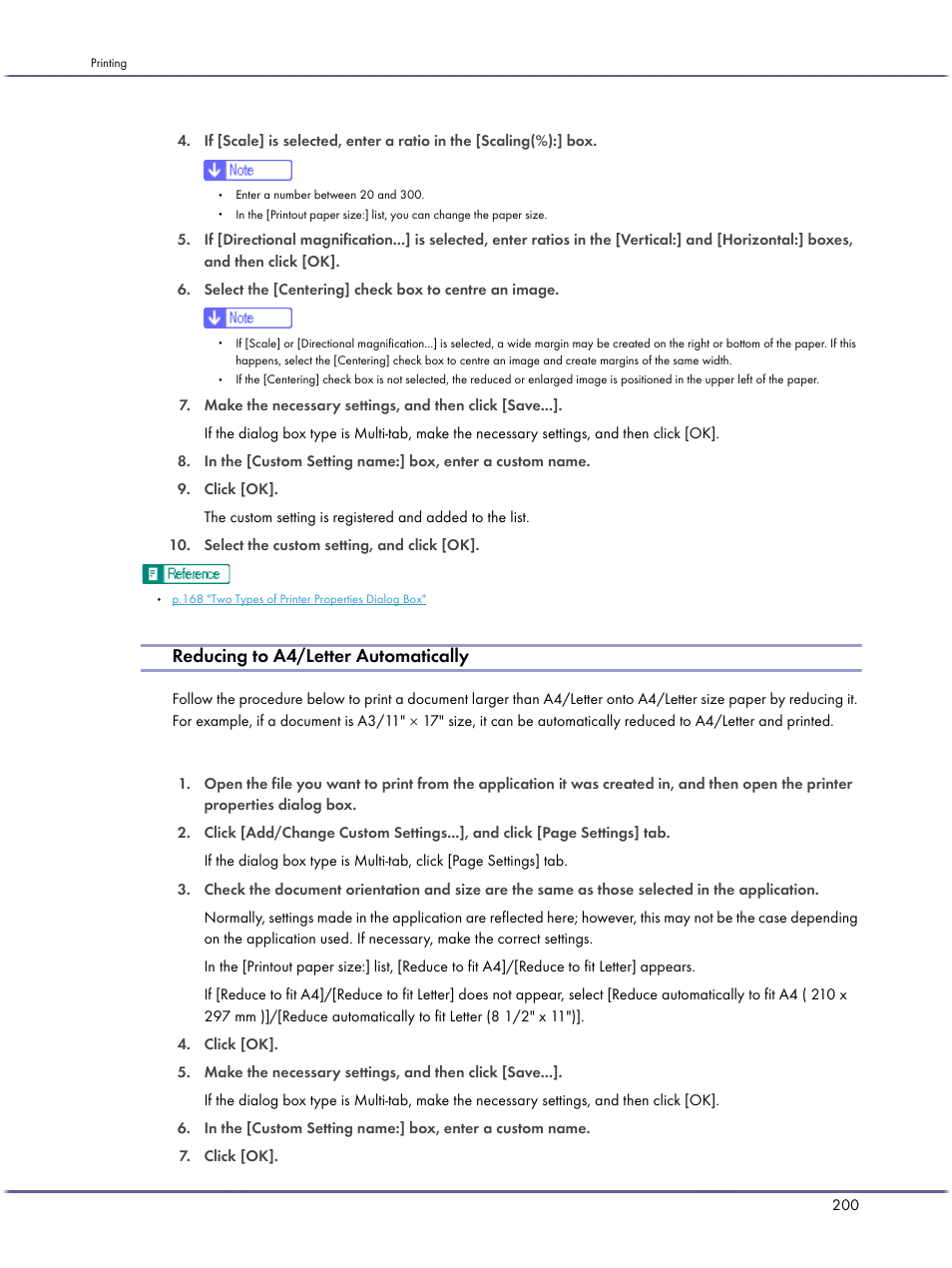 Reducing to a4/letter automatically, P.200 "reducing to a4/letter automatically | Lanier GX5050 User Manual | Page 203 / 279