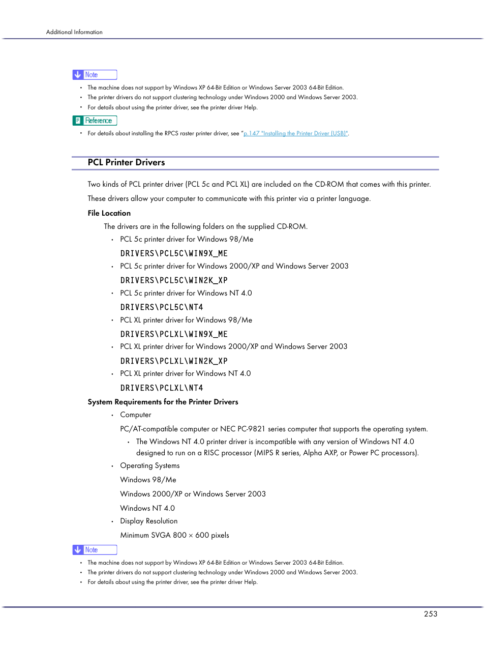 Pcl printer drivers | Lanier GX5050 User Manual | Page 256 / 279