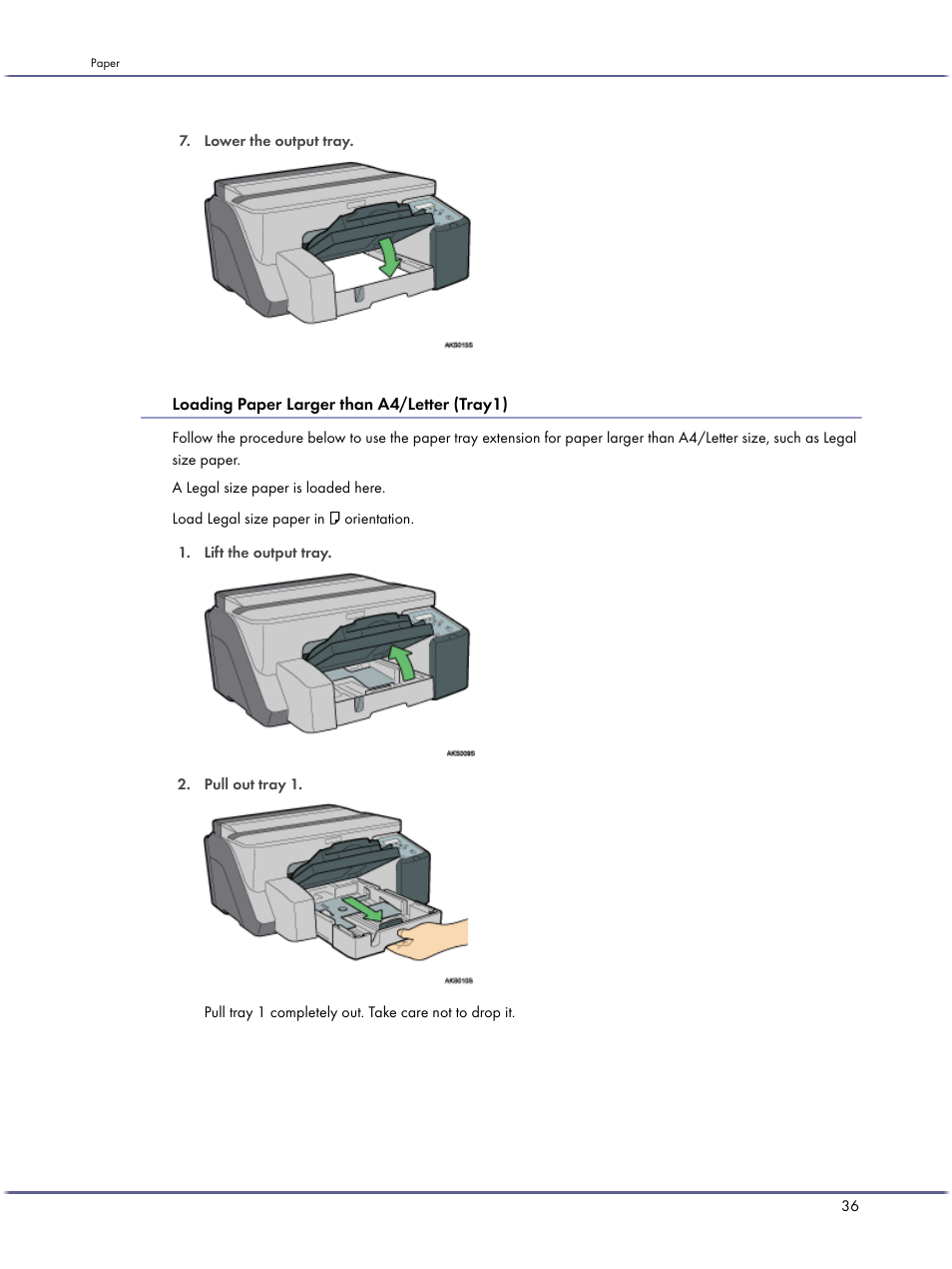 Loading paper larger than a4/letter (tray1) | Lanier GX5050 User Manual | Page 39 / 279