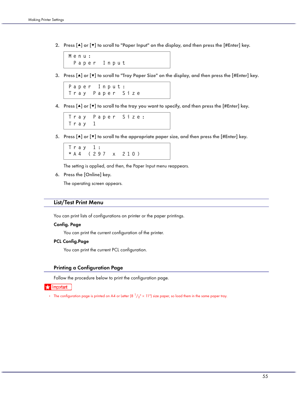List/test print menu | Lanier GX5050 User Manual | Page 58 / 279