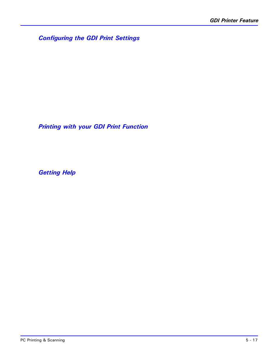 Configuring the gdi print settings, Printing with your gdi print function, Getting help | Lanier 2001 User Manual | Page 125 / 210