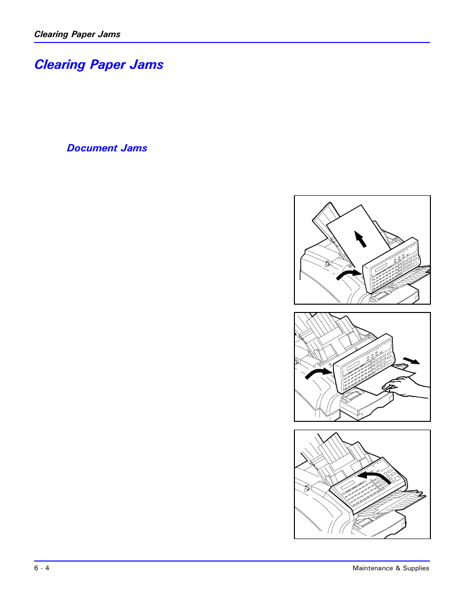 Clearing paper jams, Document jams, Clearing paper jams -4 | Document jams -4 | Lanier 2001 User Manual | Page 140 / 210
