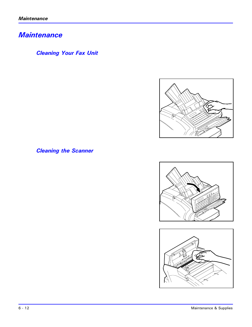 Maintenance, Cleaning your fax unit, Cleaning the scanner | Maintenance -12 | Lanier 2001 User Manual | Page 148 / 210