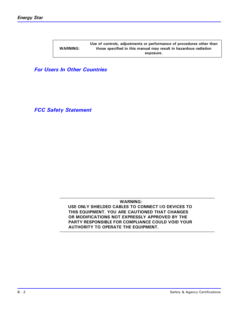 For users in other countries, Fcc safety statement | Lanier 2001 User Manual | Page 190 / 210