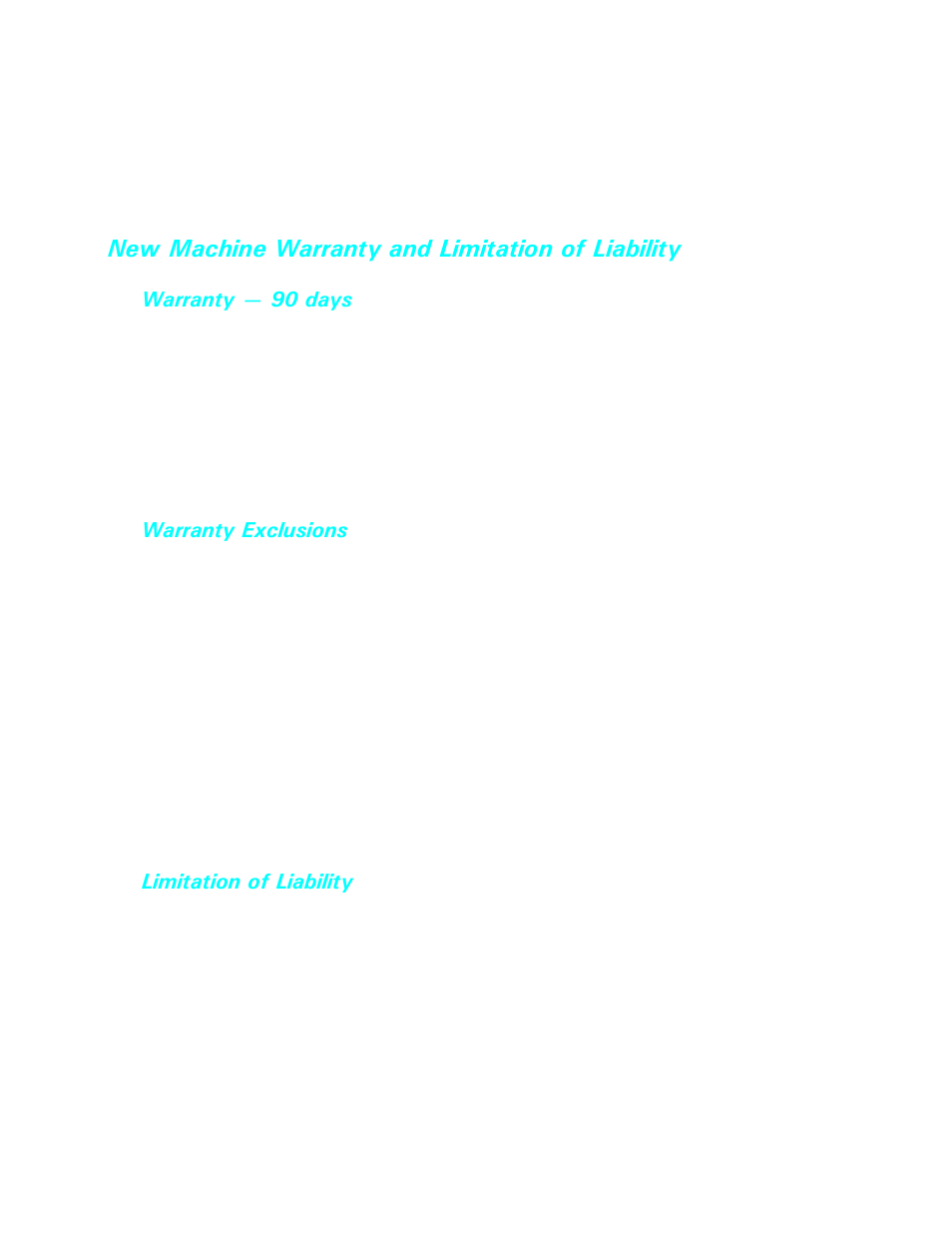 New machine warranty, New machine warranty and limitation of liability | Lanier 2001 User Manual | Page 209 / 210