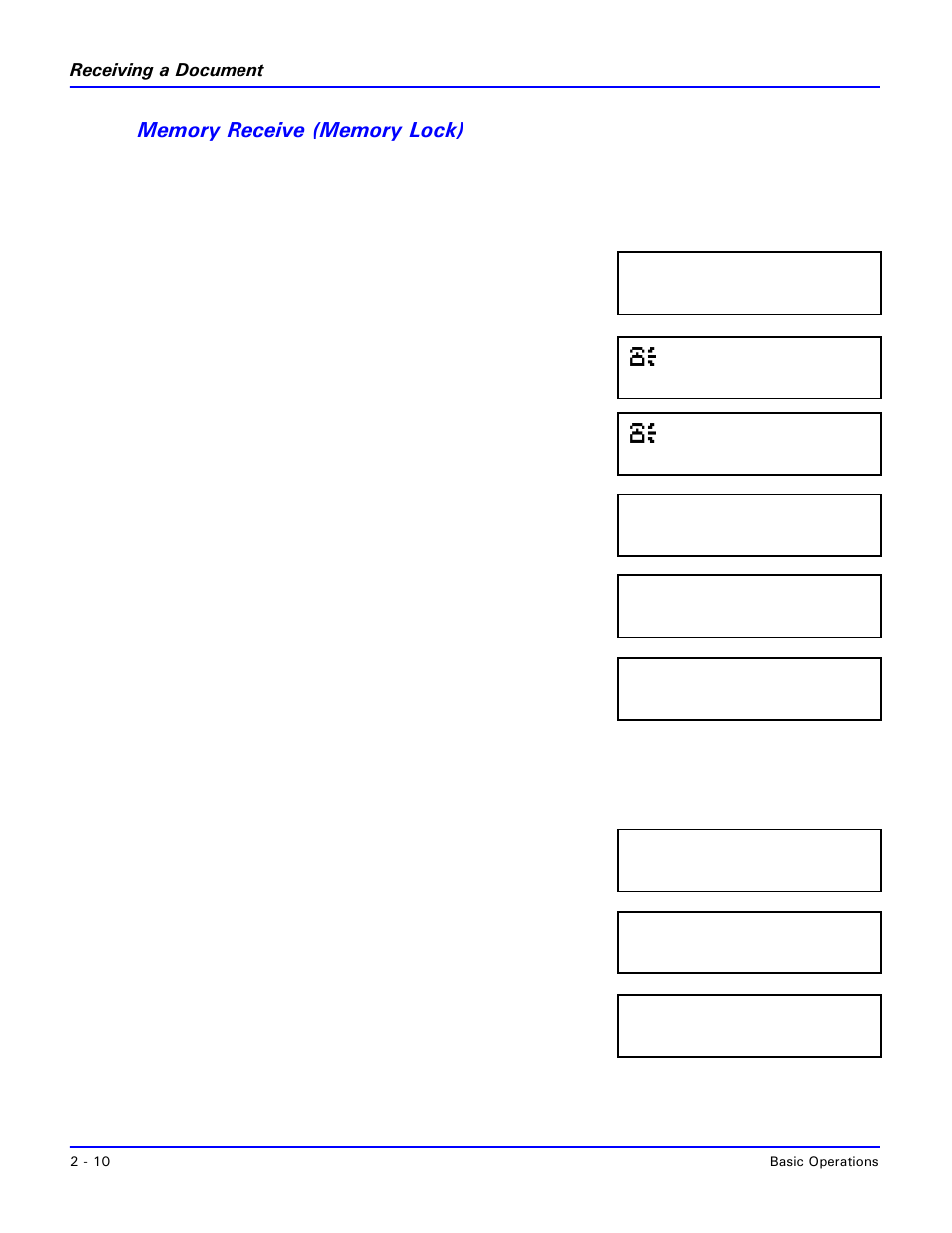 Memory receive (memory lock) | Lanier 2001 User Manual | Page 34 / 210