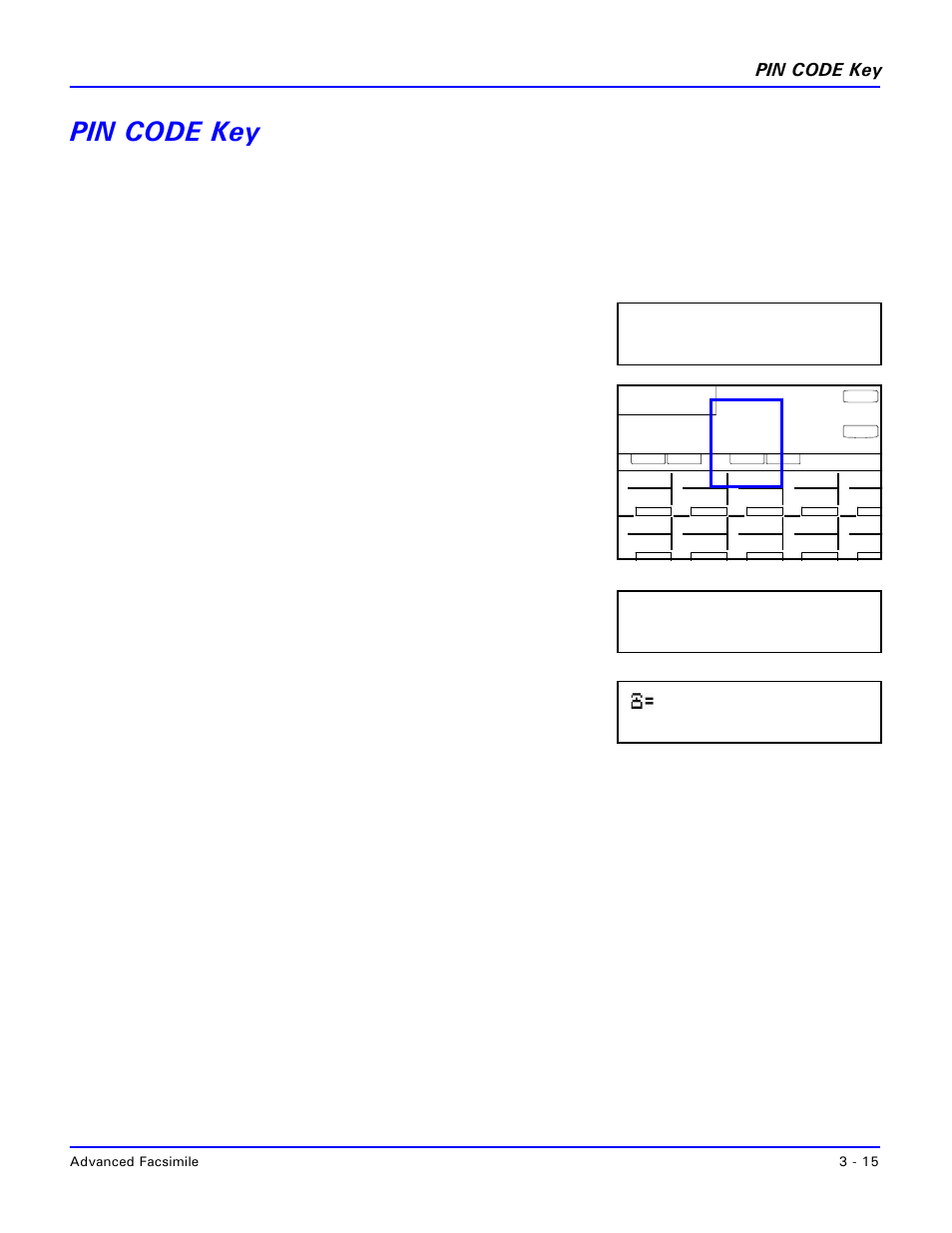 Pin code key, Pin code key -15, Pin=_ ok=yes _ (tx=start) | Lanier 2001 User Manual | Page 55 / 210