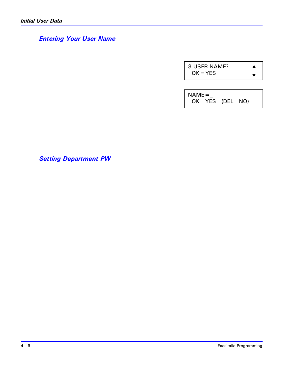 Entering your user name, Setting department pw | Lanier 2001 User Manual | Page 66 / 210