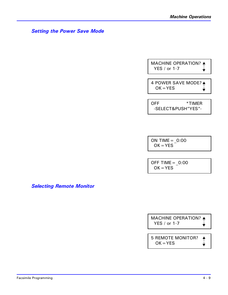 Setting the power save mode, Selecting remote monitor | Lanier 2001 User Manual | Page 69 / 210